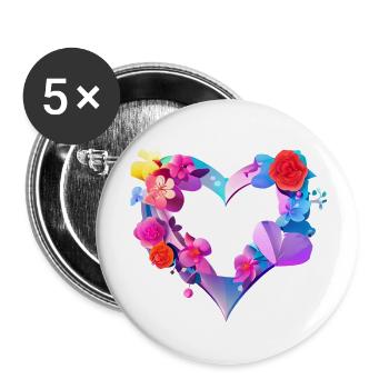 Saint-Valentin Fête des mères Mariage Amoureuse Fiançailles - Lot de 5 grands badges (56 mm) - blanc - Devant