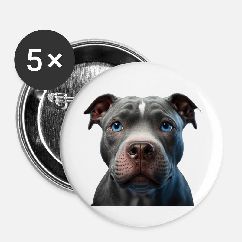 Ligne bleue Pibull - Lot de 5 grands badges (56 mm) - blanc