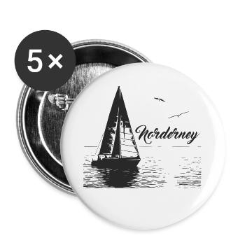Norderney sailboat and 2 seagulls - Buttons large 2.2''/56 mm (5-pack) - white - Front