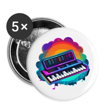 Keyboarder Synthwave 80s Gift - Buttons large 2.2''/56 mm (5-pack) - white - Front