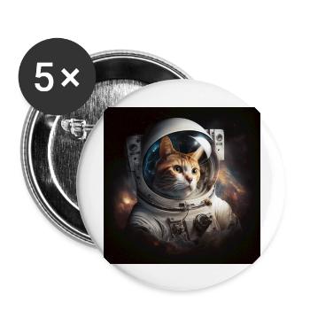 Astro Cat, Spacecat, Generative AI - Buttons large 2.2''/56 mm (5-pack) - white - Front