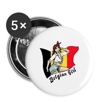 Design du drapeau de la Belgique pour fille - Lot de 5 grands badges (56 mm) - blanc - Devant