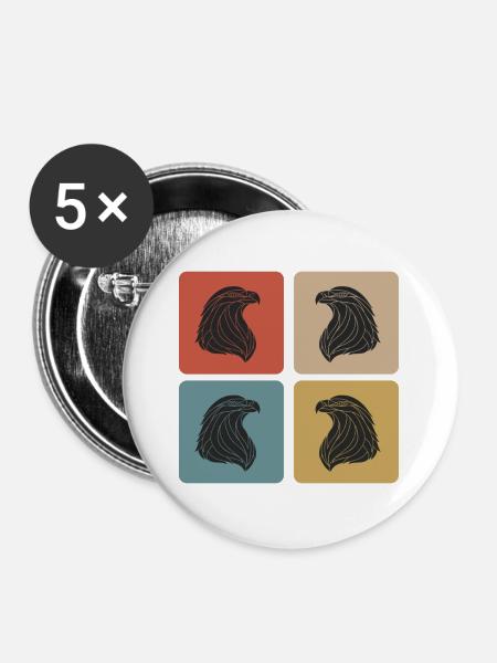 Adler Design - Buttons groß 56 mm (5er Pack) - Weiß