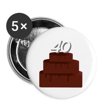 Geschenke, 40 Geburtstagstorte - Buttons groß 56 mm (5er Pack) - Weiß - Vorne
