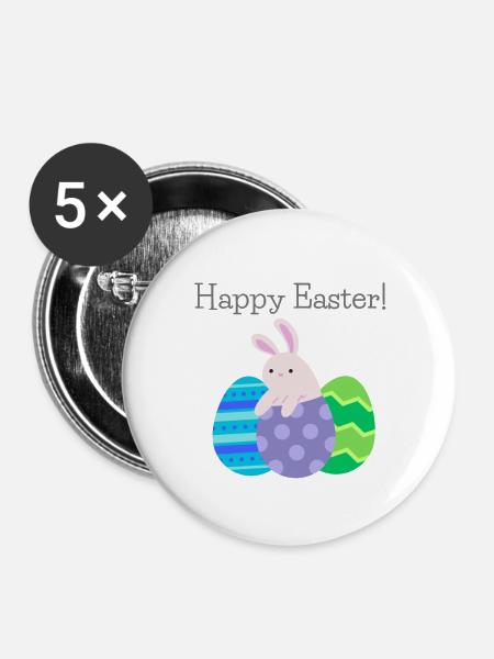 Frohe Ostern - Buttons groß 56 mm (5er Pack) - Weiß