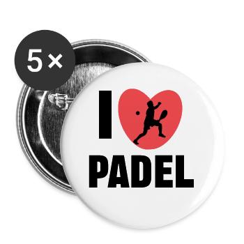 Herz Spieler Statement Ich Liebe Padel Sportart - Buttons groß 56 mm (5er Pack) - Weiß - Vorne