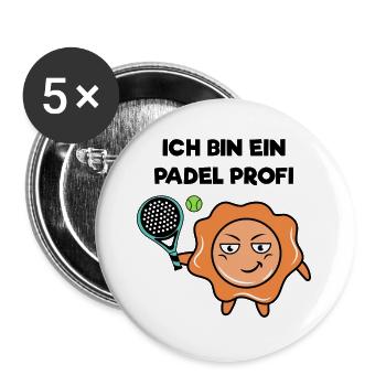 Schmetterball Spieler Padel Schläger Statement - Buttons groß 56 mm (5er Pack) - Weiß - Vorne