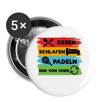 Rückschlag Spieler Padel Statement Schläger Sport - Buttons groß 56 mm (5er Pack) - Weiß - Vorne