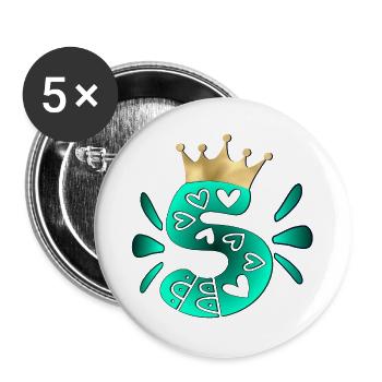 5. Children's birthday - FIVE - FIVE YEARS - CROWN - Buttons large 2.2''/56 mm (5-pack) - white - Front