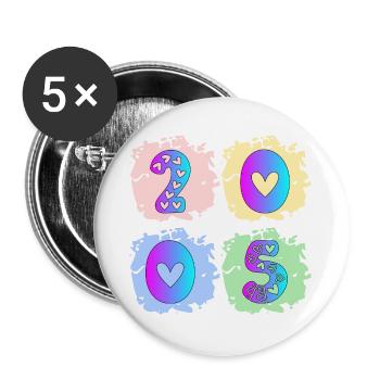 Year of birth 2005 - 21st birthday - Buttons large 2.2''/56 mm (5-pack) - white - Front
