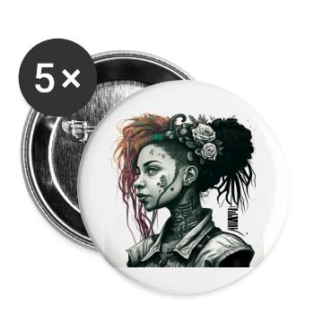 cyberg punk 9b218d23 480f 419d aceb 8af1c457f1fc - Lot de 5 grands badges (56 mm) - blanc - Devant