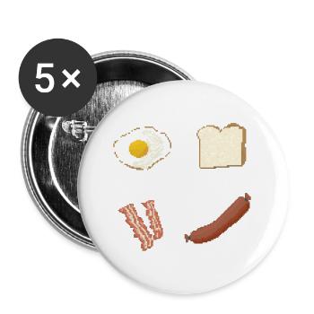 Pixelfrühstück Platte - Buttons groß 56 mm (5er Pack) - Weiß - Vorne