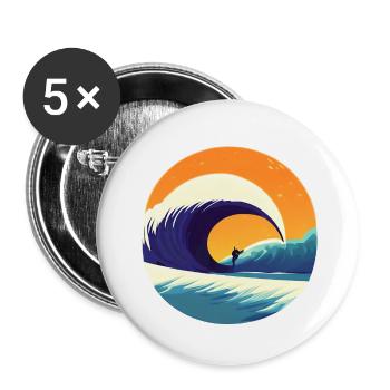 Surfer Surfer Planche de surf Surfer Surfing - Lot de 5 grands badges (56 mm) - blanc - Devant