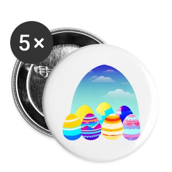 Oeuf de Pâques Lapin de Pâques Cadeau Pâques Joyeuses Pâques - Lot de 5 grands badges (56 mm) - blanc - Devant