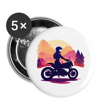Motorcycle Motorcross Motorbike Fan Motorcyclists - Buttons large 2.2''/56 mm (5-pack) - white - Front