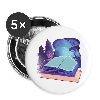 Lesen Geschenk Buch Leser Buchliebhaber Bücher - Buttons groß 56 mm (5er Pack) - Weiß - Vorne