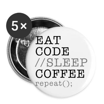 Informatique Python Programmeur Manger Code Sommeil - Lot de 5 grands badges (56 mm) - blanc - Devant