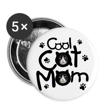 Maman chat cool - Lot de 5 grands badges (56 mm) - blanc - Devant