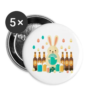 Beer Easter Easter Bunny with Easter Eggs - Buttons large 2.2''/56 mm (5-pack) - white - Front