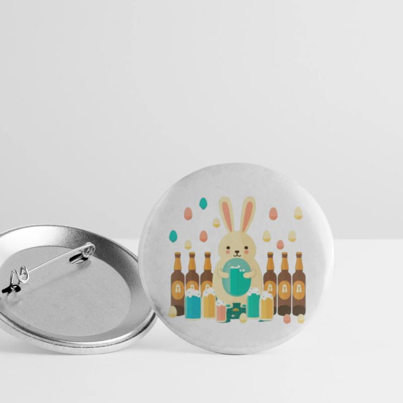 Beer Easter Easter Bunny with Easter Eggs Buttons large 2.2''/56 mm (5-pack)