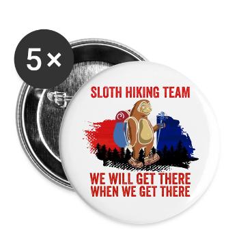 Randonnée Tee Shirt Humour Rando France Sloth - Lot de 5 grands badges (56 mm) - blanc - Devant