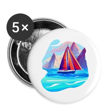 Segeln Segelsport Segler Segelboot Segelschiff - Buttons groß 56 mm (5er Pack) - Weiß - Vorne