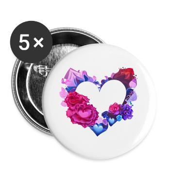 Fête des mères Mariage Saint-Valentin Engagement amoureux - Lot de 5 grands badges (56 mm) - blanc - Devant