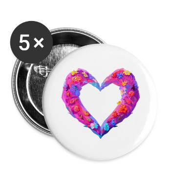 Saint-Valentin Engagement amoureux Fête des mères Mariage - Lot de 5 grands badges (56 mm) - blanc - Devant