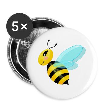 Fliegende anmutige Biene - Buttons groß 56 mm (5er Pack) - Weiß - Vorne