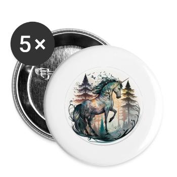 Camouflaged unicorn - Buttons large 2.2''/56 mm (5-pack) - white - Front