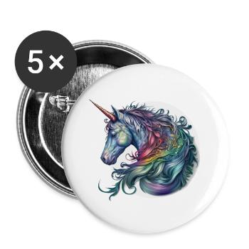Einhorn Aquarell - Buttons groß 56 mm (5er Pack) - Weiß - Vorne