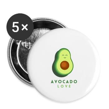 AVOCADO LOVE - Buttons groß 56 mm (5er Pack) - Weiß - Vorne