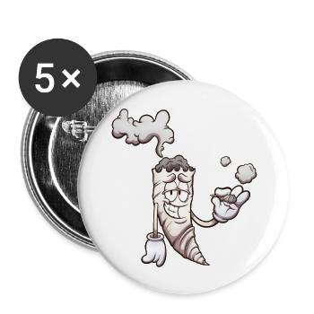 Lustiger Cartoon-Joint - Buttons groß 56 mm (5er Pack) - Weiß - Vorne