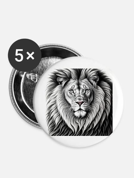 Lion King watching - Buttons groß 56 mm (5er Pack) - Weiß