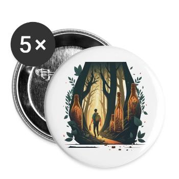 Hikers in the forest full of beer - Buttons large 2.2''/56 mm (5-pack) - white - Front