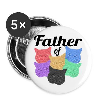 Katzenvater - Père des chats - Lot de 5 grands badges (56 mm) - blanc - Devant