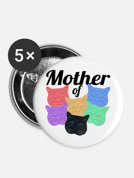 Katzenmutter - Mother of cats - Buttons large 2.2''/56 mm (5-pack) - white