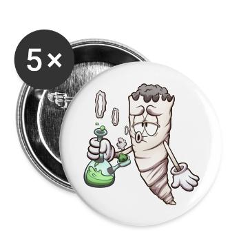 Funny Cartoon Joint With Bong - Buttons large 2.2''/56 mm (5-pack) - white - Front