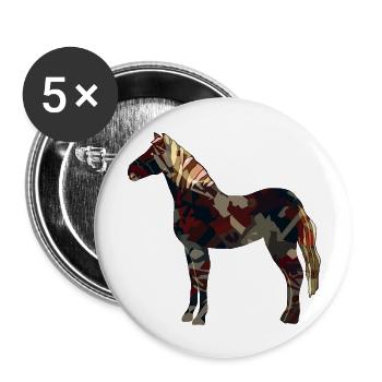 Pferd - Buttons groß 56 mm (5er Pack) - Weiß - Vorne