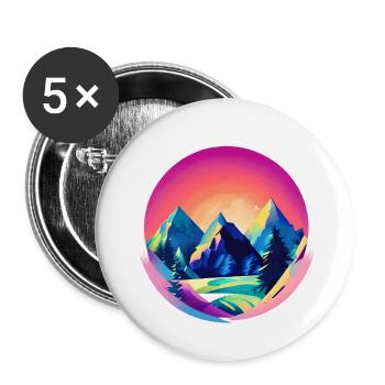 Mountains Mountain hiking Hiking Mountain hikers Hiking - Buttons large 2.2''/56 mm (5-pack) - white - Front