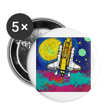 navette spatiale van gogh - Lot de 5 grands badges (56 mm) - blanc - Devant