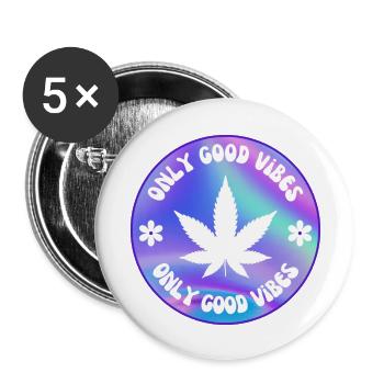 ONLY GOOD VIBES - Buttons groß 56 mm (5er Pack) - Weiß - Vorne