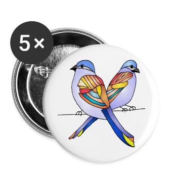 Oiseaux - Lot de 5 grands badges (56 mm) - blanc - Devant