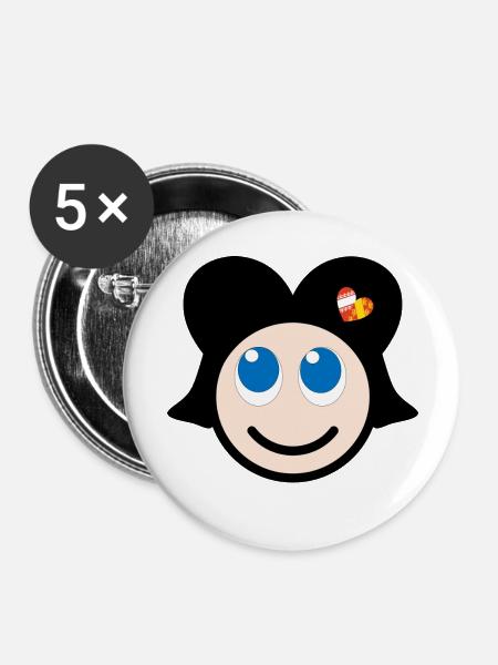 Elsässisches Lächeln - Buttons groß 56 mm (5er Pack) - Weiß
