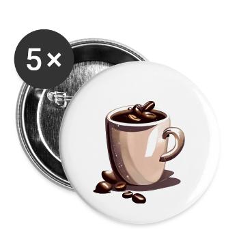 Coffee Coffee Cup Caffeine Gift Coffee Bean - Buttons large 2.2''/56 mm (5-pack) - white - Front