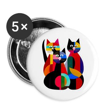 Three Cats - Buttons large 2.2''/56 mm (5-pack) - white - Front