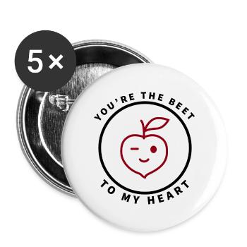 You're the beet to my heart Beetroot - Buttons large 2.2''/56 mm (5-pack) - white - Front