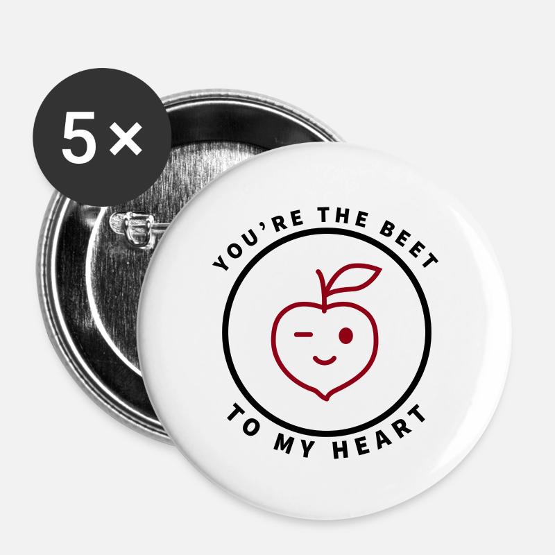 You're the beet to my heart Beetroot - Buttons large 2.2''/56 mm (5-pack) - white