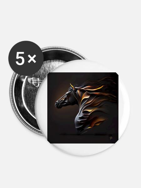 Feuriges Pferd Nr. 12 - Buttons groß 56 mm (5er Pack) - Weiß