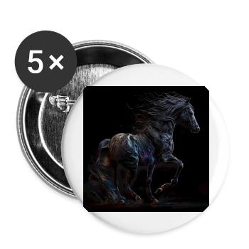 Feuriges Pferd - Buttons groß 56 mm (5er Pack) - Weiß - Vorne
